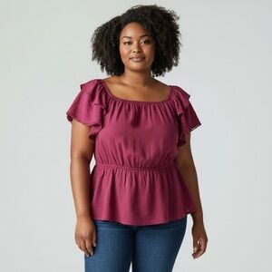 Cato Plus Sportswear Top in Deep Red